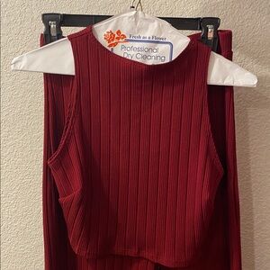 Burgundy Ribbed Loungewear Set